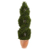 Nearly Natural 5752 4.5' Artificial Green Double Pond Cypress Topiary Tree in Terracotta Planter, UV Resistant (Indoor/Outdoor)