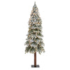 Nearly Natural 6` Flocked Grand Alpine Artificial Christmas Tree with 300 Clear Lights and 601 Bendable Branches on Natural Trunk