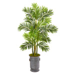 Nearly Natural 9806 66" Artificial Green Areca Palm Tree in Metal Planter