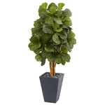 Nearly Natural 5713 5.5' Artificial Green Fiddle Leaf Tree in Slate Planter