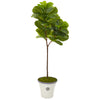 Nearly Natural T1146 5' Artificial Green Real Touch Fiddle Leaf Tree in Decorative Planter 