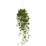 Nearly Natural 6948 40" Artificial Green Pothos Plant in Hanging Basket 