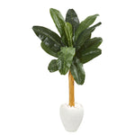 Nearly Natural 9540 57" Artificial Green Banana Tree in White Planter