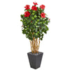 Nearly Natural 9717 65" Artificial Green & Red Hibiscus Tree in Slate Planter