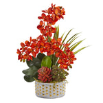 Nearly Natural Autumn Phalaenopsis Orchid and Succulent Artificial Arrangement