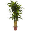 Nearly Natural 4` Corn Stalk Dracaena Silk Plant (Real Touch)