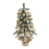 Nearly Natural 2` Flocked Alpine Christmas Artificial Tree with 35 Lights, 92 Bendable Branches and a Burlap Planter