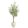 Nearly Natural T2593 63`` Eucalyptus Artificial Tree in White Planter