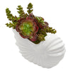 Nearly Natural 8253 11" Artificial Green & Purple Succulent Garden Plant in Shell Planter