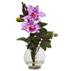 Nearly Natural Mini Cattleya w/Fluted Vase Silk Flower Arrangement
