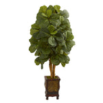 Nearly Natural 5719 4.5' Artificial Green Fiddle Leaf Tree in Decorative Planter