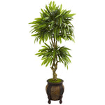 Nearly Natural 5745 5.5' Artificial Green Mango Tree in Decorative Planter