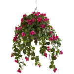 Nearly Natural 37`` Bougainvillea Artificial Plant in Hanging Metal Bowl