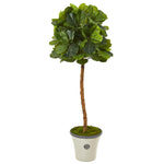 Nearly Natural T1151 5' Artificial Green Real Touch Fiddle Leaf Tree in Decorative Planter 