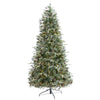 Nearly Natural 7.5` Snowed Tipped Clermont Mixed Pine Artificial Christmas Tree with 600 Clear LED Lights, Pine Cones and 1784 Bendable Branches