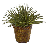 Nearly Natural 8859 13" Artificial Green Aloe Plant in Basket