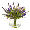 Nearly Natural 1939 16" Artificial Lavender Bouquet Arrangement in Vase