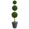 Nearly Natural 5613 6' Artificial Green Boxwood Triple Ball Topiary Tree in Slate Planter UV Resistant (Indoor/Outdoor)