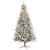 Nearly Natural 8` Flocked Rock Springs Spruce Artificial Christmas Tree with 500 Clear LED Lights and 1186 Bendbable Branches