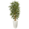 Nearly Natural 5849 5.5' Artificial Green Bamboo Tree in White Tower Planter