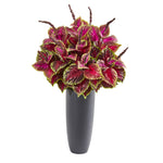 Nearly Natural 8685 39" Artificial Maroon Coleus Plant in Gray Planter