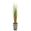 Nearly Natural 9905 45" Artificial Green Grass & Bamboo Artificial Plant in Vintage Metal Planter