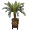 Nearly Natural 5972 3' Artificial Green Cycas Tree in Wood Planter