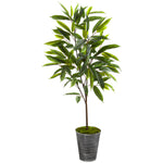Nearly Natural 9977 52" Artificial Green Ficus Plant in Planter with Black Pattern