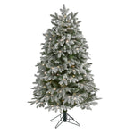 Nearly Natural 5` Flocked Colorado Mountain Fir Artificial Christmas Tree with 300 Warm White Microdot (Multifunction) LED Lights with Instant Connect Technology and 511 Bendable Branches