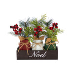 Nearly Natural A1842 12” 3 Piece Jar Table Christmas Artificial Arrangement Decor