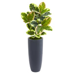 Nearly Natural 8716 35" Artificial Green Real Touch Rubber Leaf Plant in Gray Planter