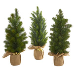 Nearly Natural 4287-S3 15" Artificial Green Mini Cypress & Pine Tree, Set of 3