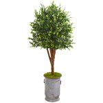 Nearly Natural 9701 57" Artificial Green Eucalyptus Tree in Metal Planter, UV Resistant (Indoor/Outdoor)