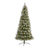 Nearly Natural 8`Frosted Swiss Pine Artificial Christmas Tree with 550 Clear LED Lights and Berries