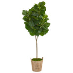 Nearly Natural T2502 7`` Fiddle leaf Fig Artificial Tree in Farmhouse Planter