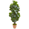 Nearly Natural 9753 67" Artificial Green Fiddle Leaf Fig Tree in Terracotta Planter