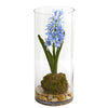 Nearly Natural 1631 14" Hyacinth and Sedum Artificial Silk Arrangement, Blue