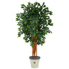 Nearly Natural T1398 5.5` Sakaki Artificial Tree with 1470 Bendable Branches in Decorative Planters