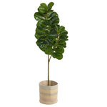 Nearly Natural T2909 5.5` Fiddle Leaf Fig Artificial Tree in Natural Cotton Planters