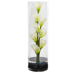 Nearly Natural 20`` Calla Lily Artificial Arrangement in Cylinder Glass