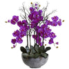 Nearly Natural 46`` Giant Phalaenopsis Orchid Artificial Arrangement in Cement bowl