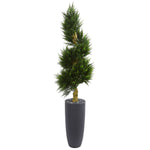 Nearly Natural 5749 6' Artificial Green Spiral Cypress Tree in Cylinder Planter, UV Resistant (Indoor/Outdoor)