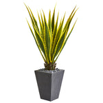Nearly Natural 9068 4.5' Artificial Green Agave Plant in Slate Planter