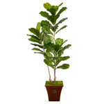 Nearly Natural T2489 5.5’ Fiddle Leaf Artificial Tree in Brown Planter