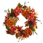 Nearly Natural W1229 25``Fall Hydrangea and Berries Autumn Artificial Wreath