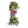 Nearly Natural 8349 39" Artificial Green & Pink Azalea & Hoya Plant in Wall Decor Planter