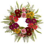Nearly Natural 4582 Artificial Mixed Flower Wreath, Multicolor