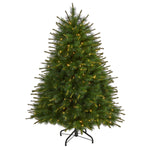 Nearly Natural 5`New England Pine Artificial Christmas Tree with 200 Clear Lights and 492 Bendable Branches