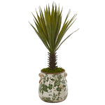 Nearly Natural 8988 21" Artificial Green Spiky Agave Plant in Floral Planter