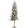 Nearly Natural 6.5` Flocked Washington Alpine Christmas Artificial Tree with 250 White Warm LED Lights and 637 Bendable Branches